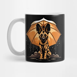 African Wild Dog Rainy Day With Umbrella Mug